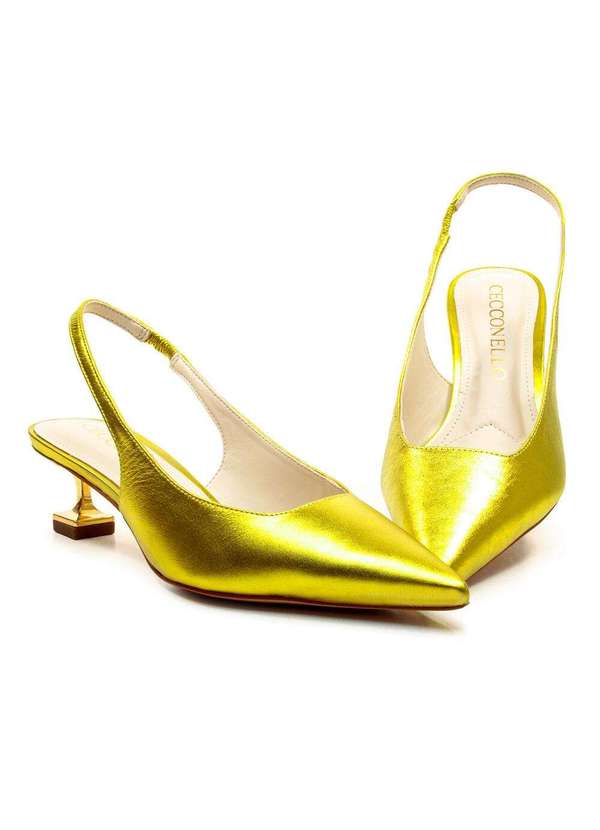 Cecconello - Slingback Couro Salto Baixo Cecconello 2393002-18 Citrus 5