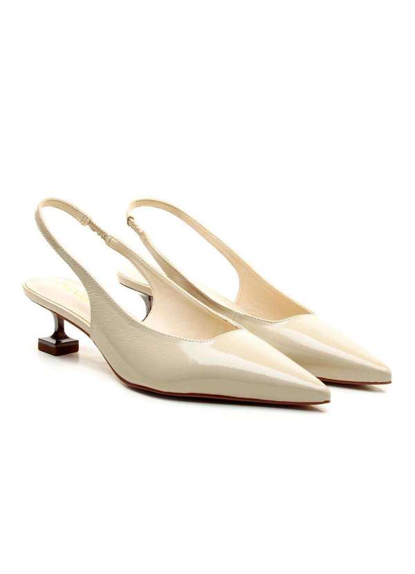 Cecconello - Slingback Couro Salto Baixo Cecconello 2393002-18 Off White 4