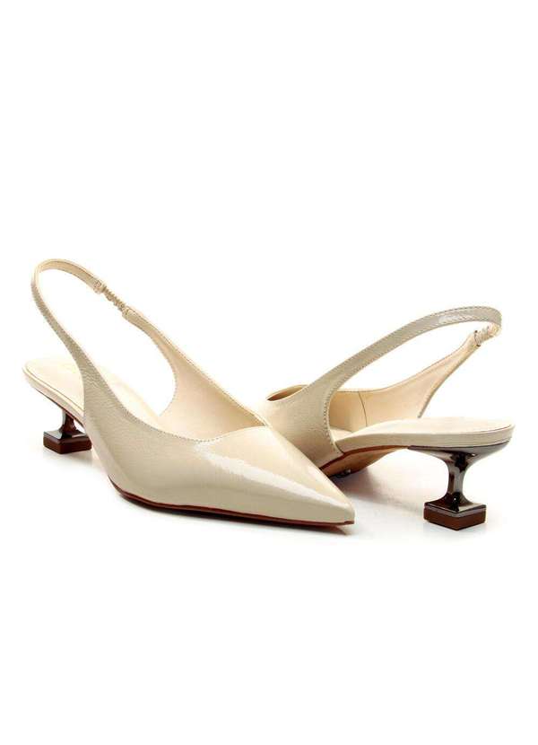 Cecconello - Slingback Couro Salto Baixo Cecconello 2393002-18 Off White 5