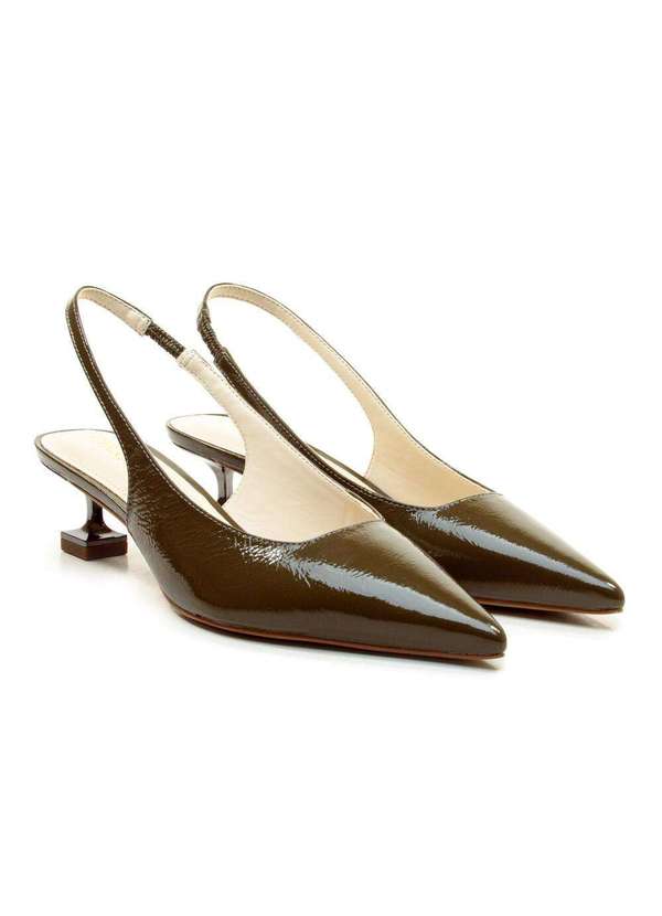Cecconello - Slingback Couro Salto Baixo Cecconello 2393002-18 Verde 4