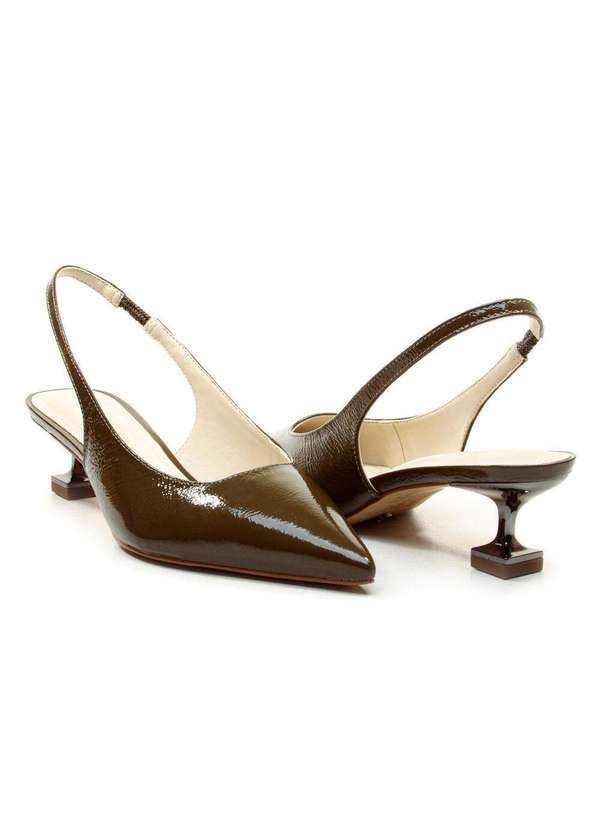 Cecconello - Slingback Couro Salto Baixo Cecconello 2393002-18 Verde 5