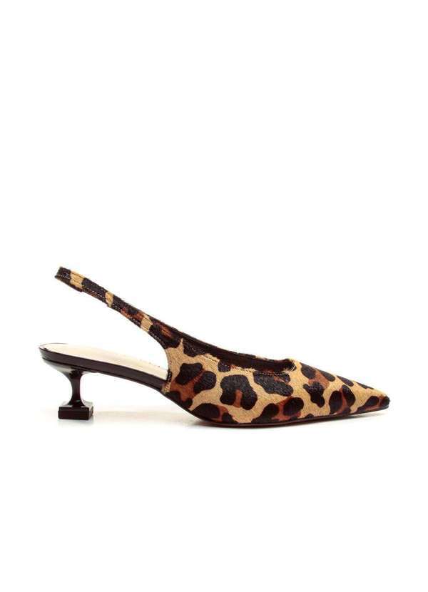 Cecconello - Slingback Couro Salto Baixo Cecconello 2393002-18 Onça