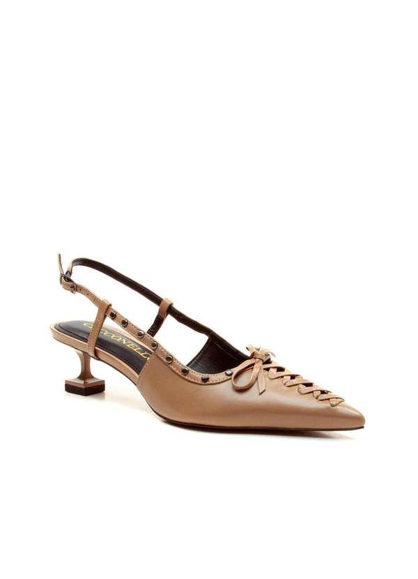 Cecconello - Slingback Couro Salto Baixo Cecconello 2393007-6 Marrom 2