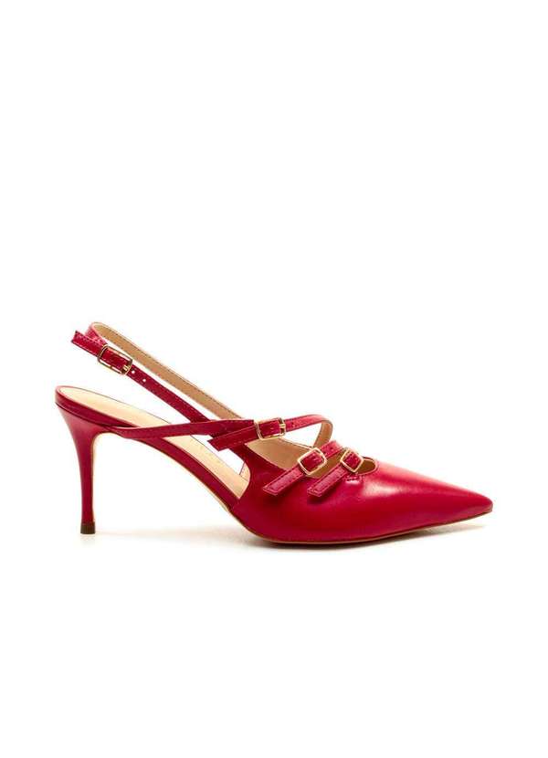 Cecconello - Slingback Couro Salto Médio Cecconello 2402001-12 Vermelho