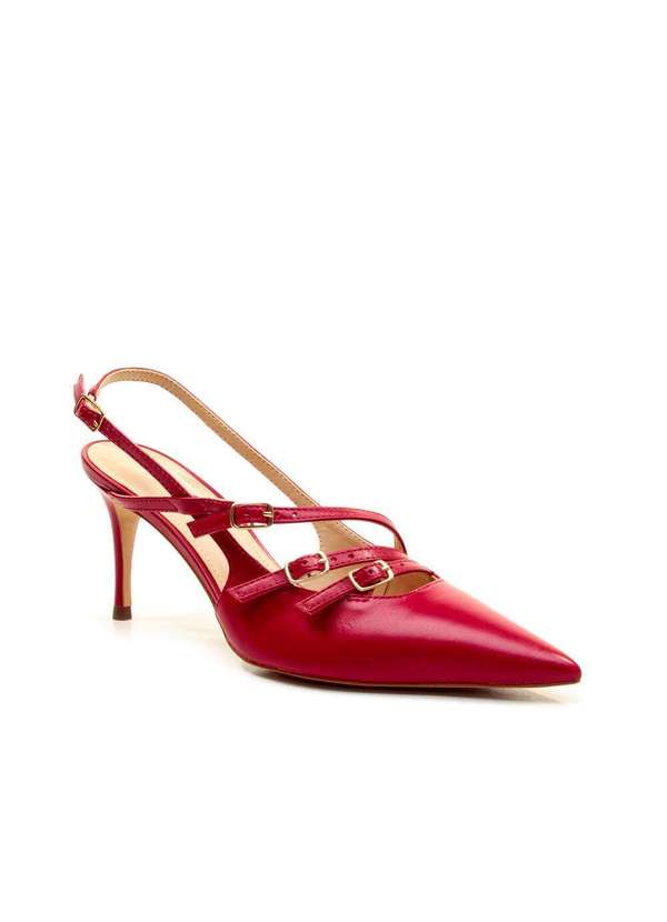 Cecconello - Slingback Couro Salto Médio Cecconello 2402001-12 Vermelho 2