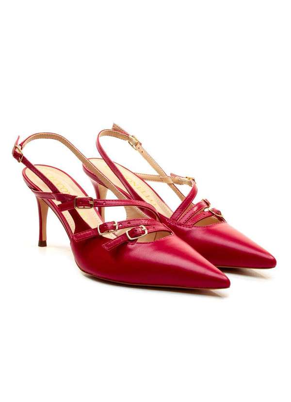Cecconello - Slingback Couro Salto Médio Cecconello 2402001-12 Vermelho 4