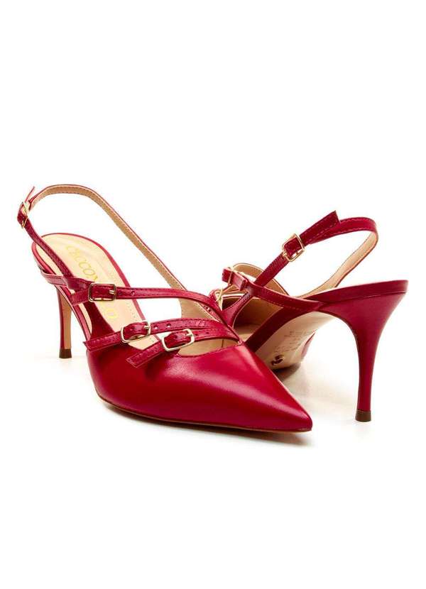 Cecconello - Slingback Couro Salto Médio Cecconello 2402001-12 Vermelho 5