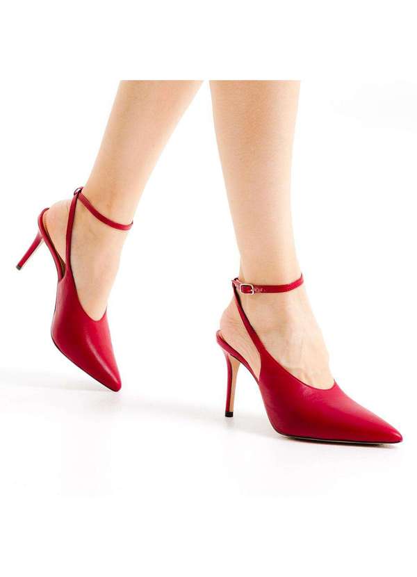 Cecconello - Slingback Couro Salto Alto Cecconello 2643001-1 Vermelho 2