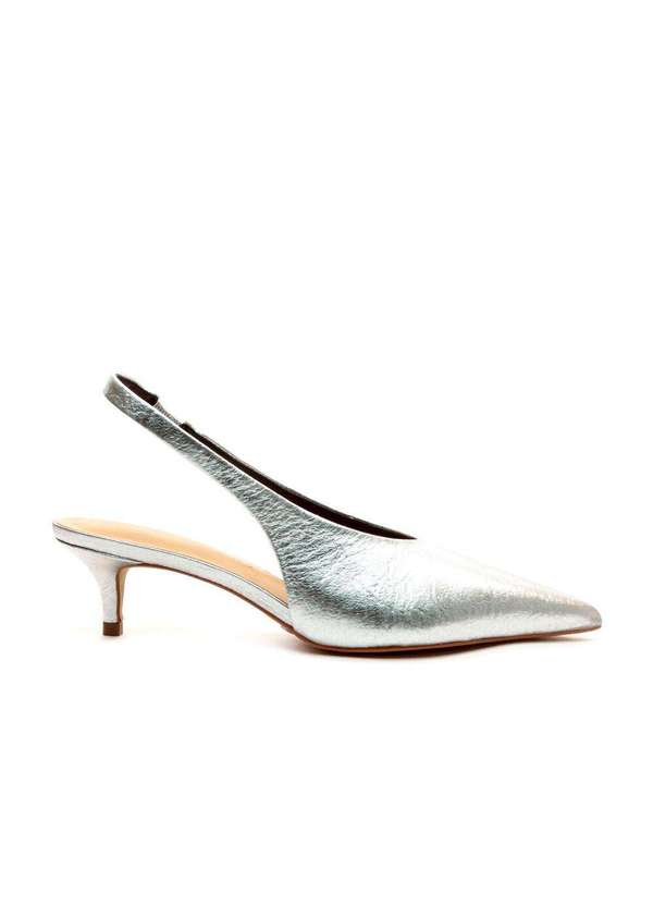 Cecconello - Slingback Couro Salto Baixo Cecconello 2629002-4 Prata