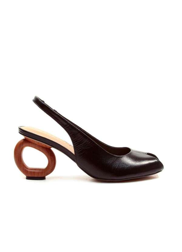 Cecconello - Slingback Peep Toe Couro Cecconello 2771001-2 Preto