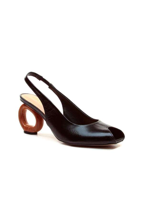 Cecconello - Slingback Peep Toe Couro Cecconello 2771001-2 Preto 2