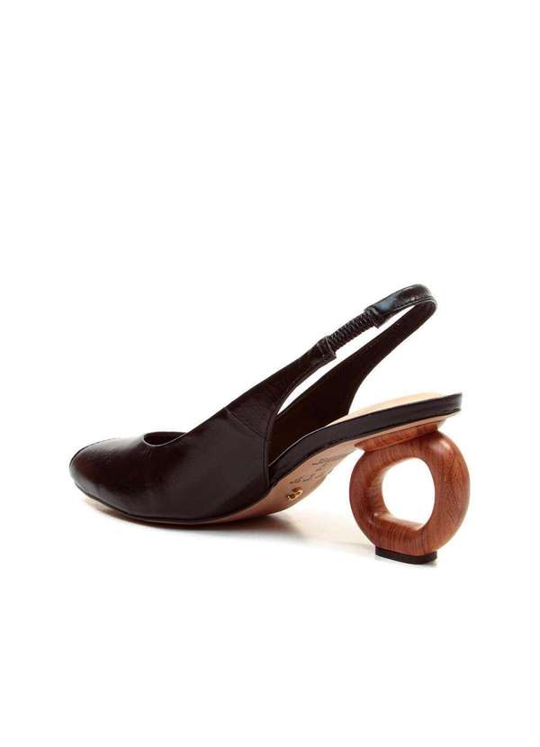 Cecconello - Slingback Peep Toe Couro Cecconello 2771001-2 Preto 3