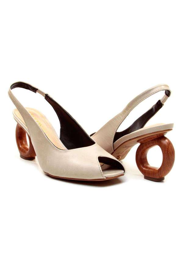 Cecconello - Slingback Peep Toe Couro Cecconello 2771001-2 Off White 5