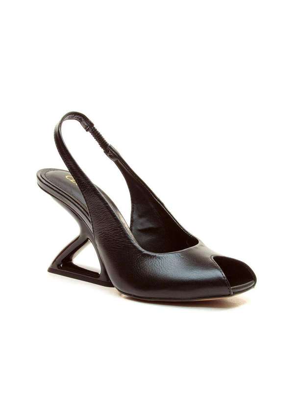 Cecconello - Slingback Peep Toe Couro Nude Cecconello 2773001-3 Preto 2