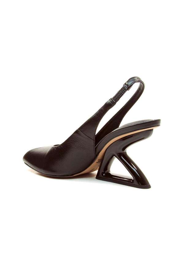 Cecconello - Slingback Peep Toe Couro Nude Cecconello 2773001-3 Preto 3