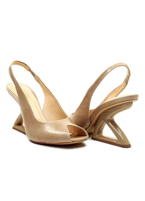 Cecconello - Slingback Peep Toe Couro Nude Cecconello 2773001-3 Nude 5
