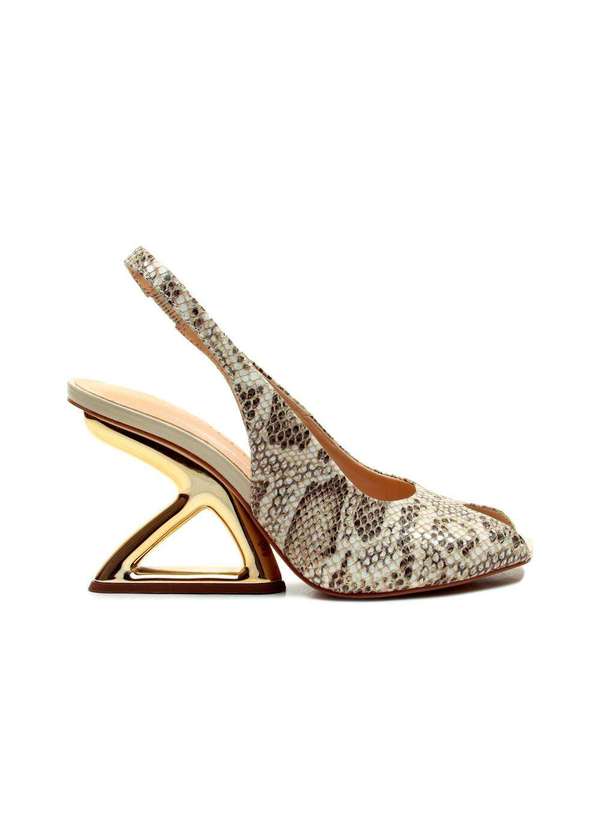 Cecconello - Slingback Peep Toe Couro Cecconello 2773001-1 Off White