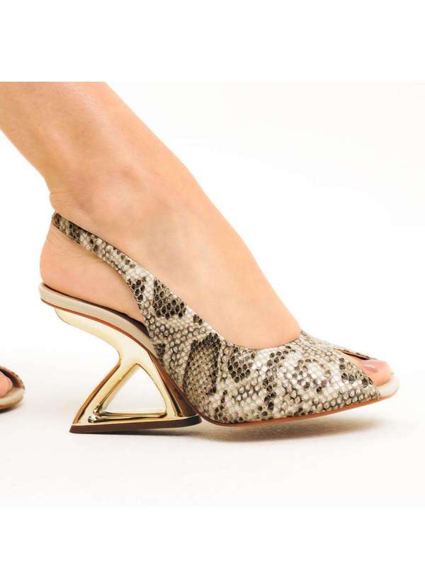 Cecconello - Slingback Peep Toe Couro Cecconello 2773001-1 Off White 2