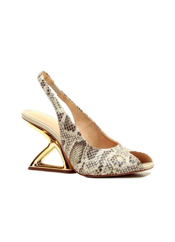 Cecconello - Slingback Peep Toe Couro Cecconello 2773001-1 Off White 3