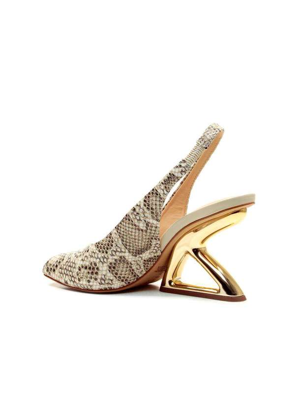 Cecconello - Slingback Peep Toe Couro Cecconello 2773001-1 Off White 4