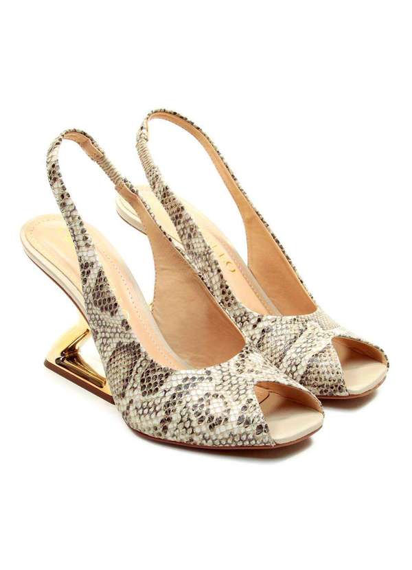 Cecconello - Slingback Peep Toe Couro Cecconello 2773001-1 Off White 5