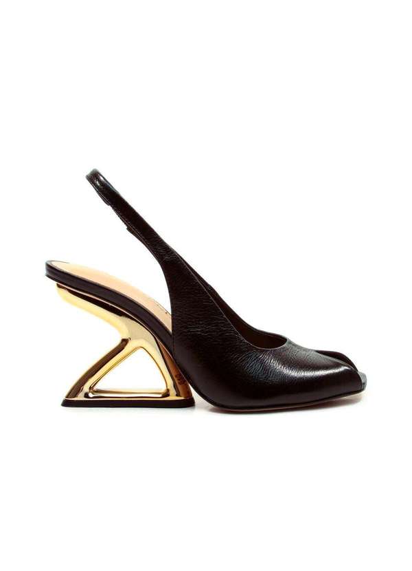 Cecconello - Slingback Peep Toe Couro Cecconello 2773001-2 Preto