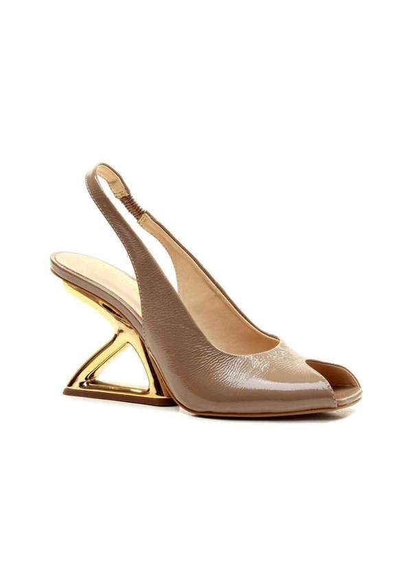 Cecconello - Slingback Peep Toe Couro Nude Cecconello 2773001-3 Marrom 3