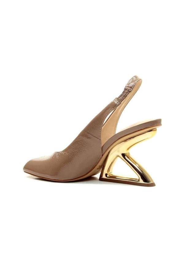 Cecconello - Slingback Peep Toe Couro Nude Cecconello 2773001-3 Marrom 4