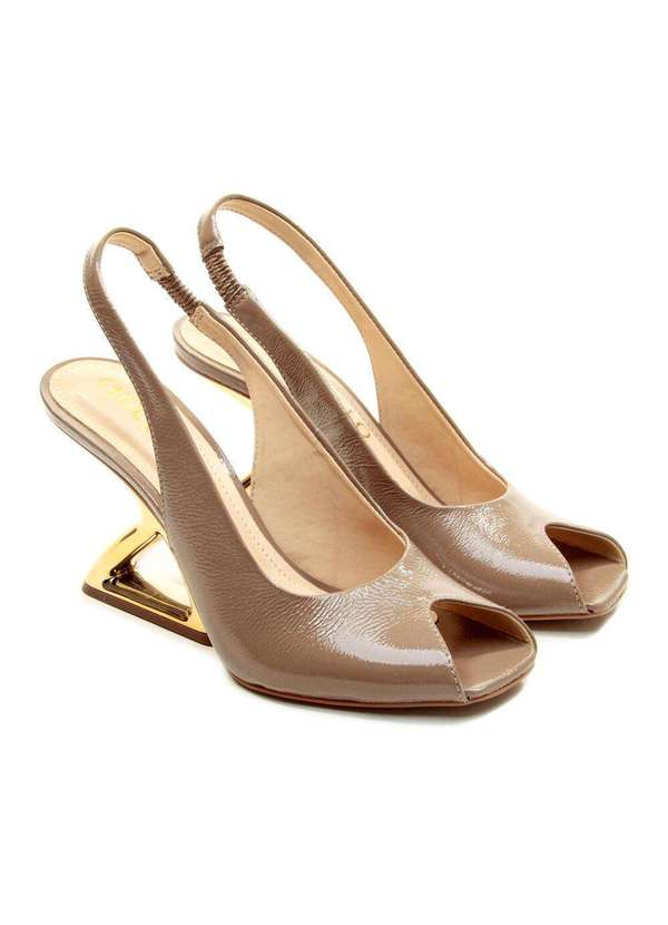 Cecconello - Slingback Peep Toe Couro Nude Cecconello 2773001-3 Marrom 5