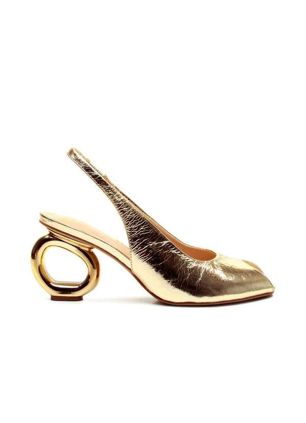 Cecconello - Slingback Peep Toe Couro Cecconello 2771001-2 Ouro Light