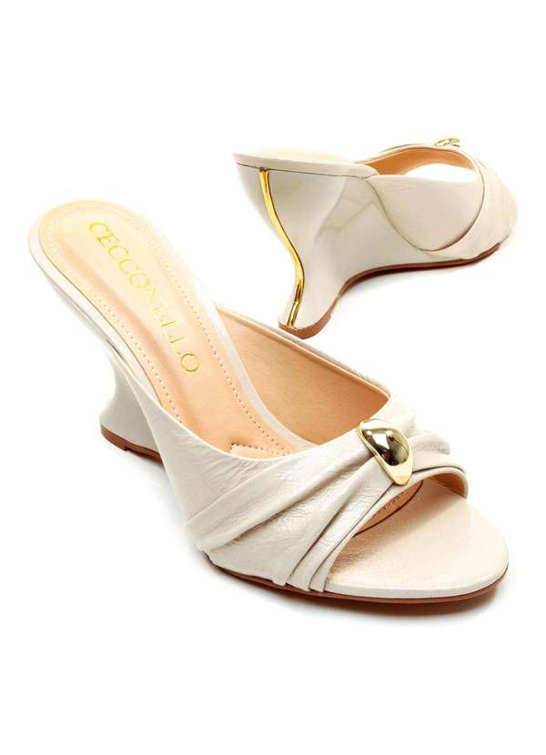 Cecconello - Tamanco Couro Salto Alto Cecconello 2697001-2 Off White 5