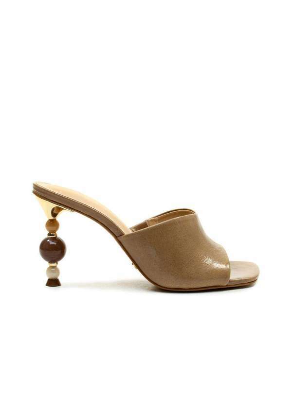 Cecconello - Tamanco Couro Nude Salto Alto Cecconello 2764001-3 Marrom