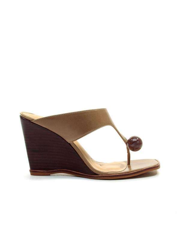 Cecconello - Tamanco Couro Nude Salto Alto Cecconello 2766001-1 Marrom