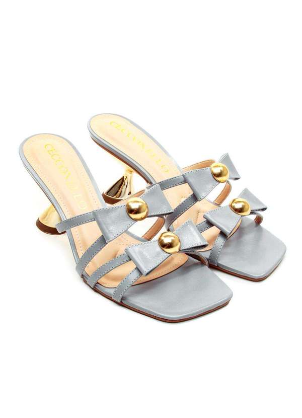 Cecconello - Tamanco Couro Salto Médio Cecconello 2736001-2 Azul 5