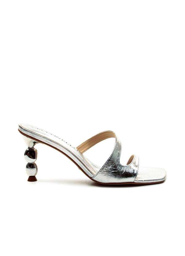 Cecconello - Tamanco Couro Salto Médio Cecconello 2815002-3 Prata