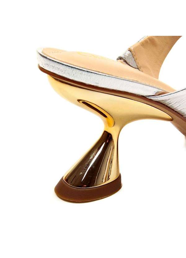 Cecconello - Tamanco Couro Salto Médio Cecconello 2692001-6 Prata 5