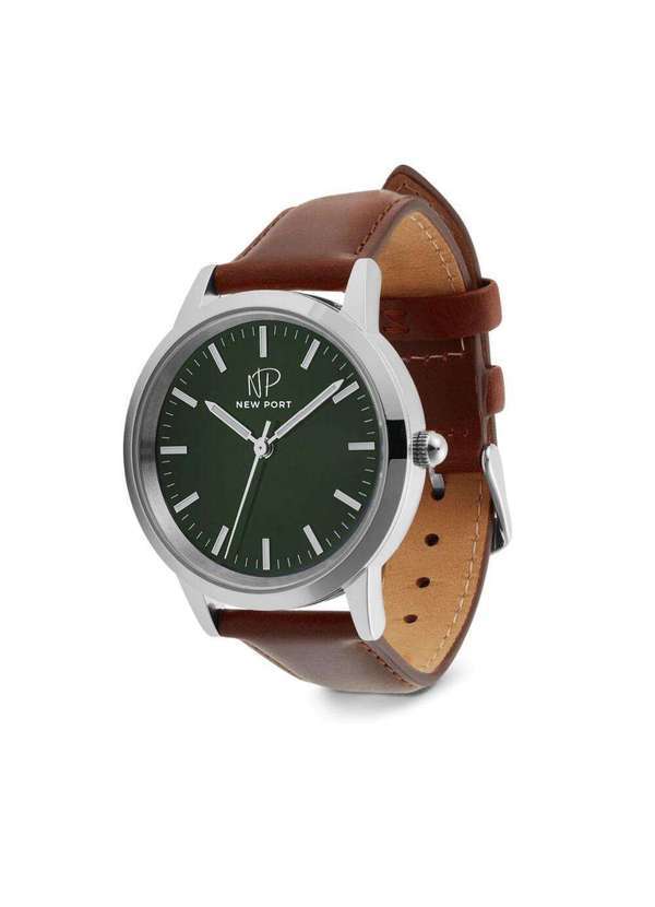 New Port - Relógio Feminino Couro Marrom Analógico Casual Elegante 40mm Unica
