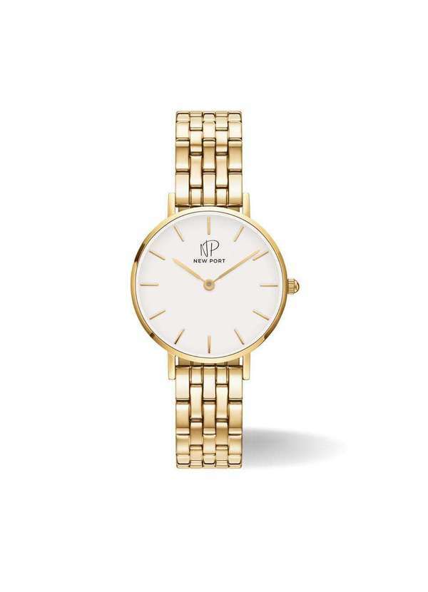 New Port - Relógio Feminino Dourado Elegante Analógico New Port 32mm Unica