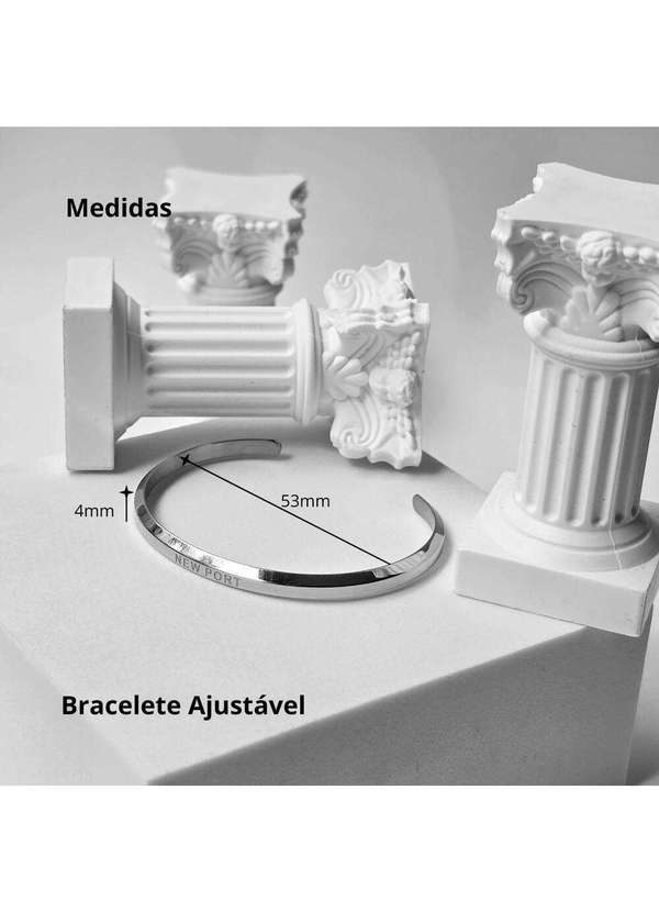 New Port - Relógio Feminino Prata Casual Delicado 32mm com Bracelete Unica 4