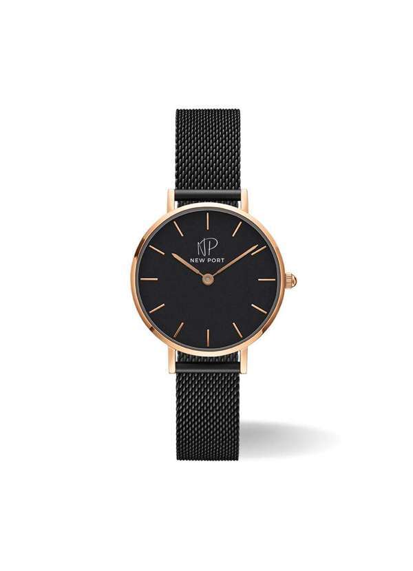 New Port - Relógio Feminino Preto Casual Elegante New Port 32mm Unica
