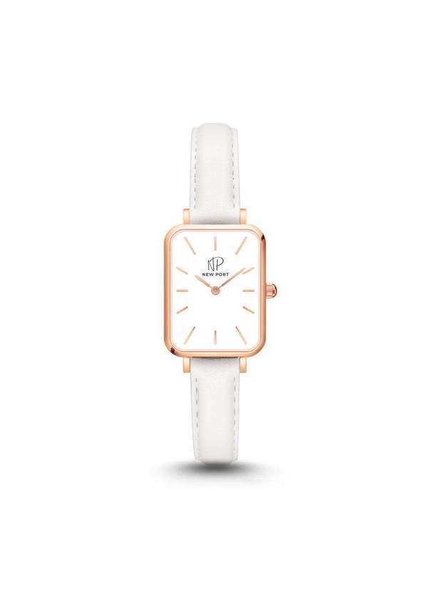 New Port - Relógio Feminino Quadrado Casual Delicado Pulseira Branca New Unica