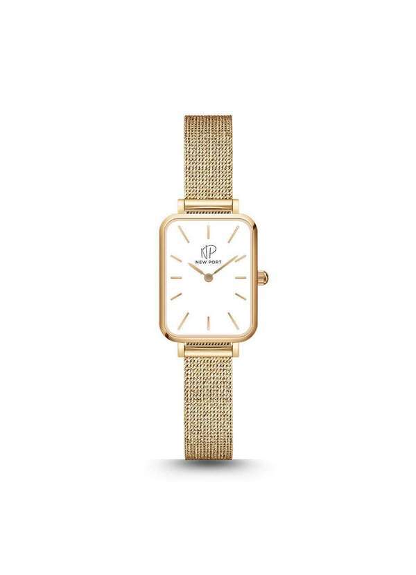 New Port - Relógio Feminino Quadrado Dourado Casual Elegante New Port Unica