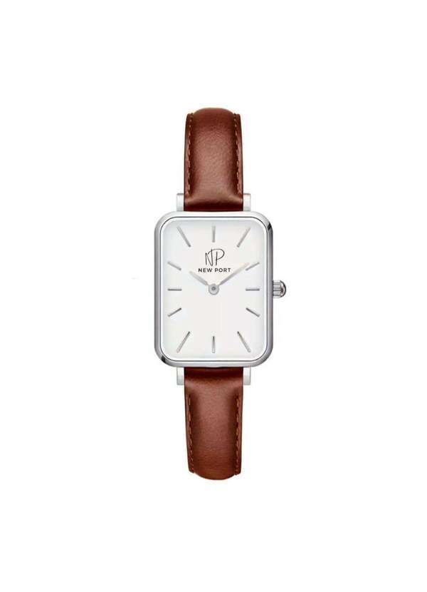 New Port - Relógio Quadrado Feminino Pulseira Marrom Analógico Elegante Unica
