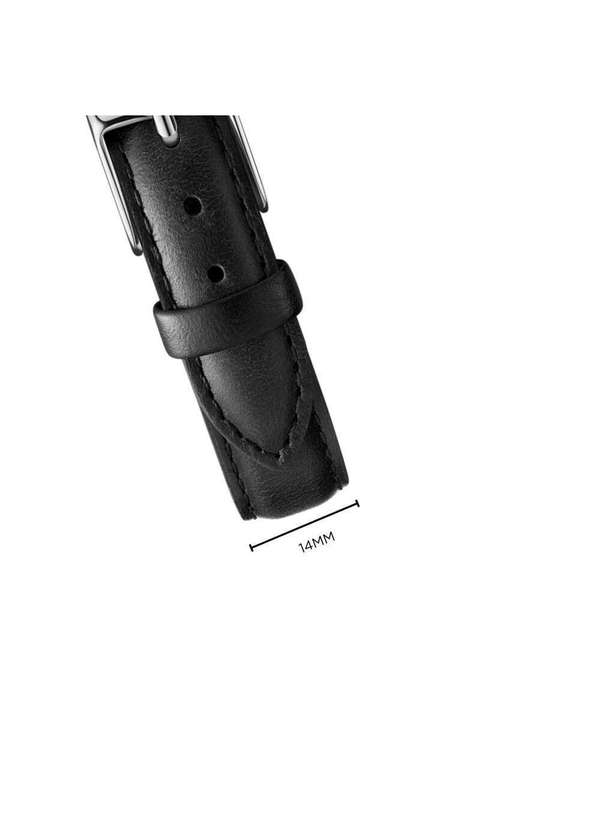 New Port - Pulseira de Relógio de Couro Preto com Fivela Prata Casual 14mm Unica 3