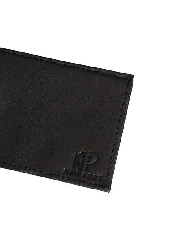New Port - Carteira Masculina Couro Legitimo Slim Pequena Luxo Preta Preto