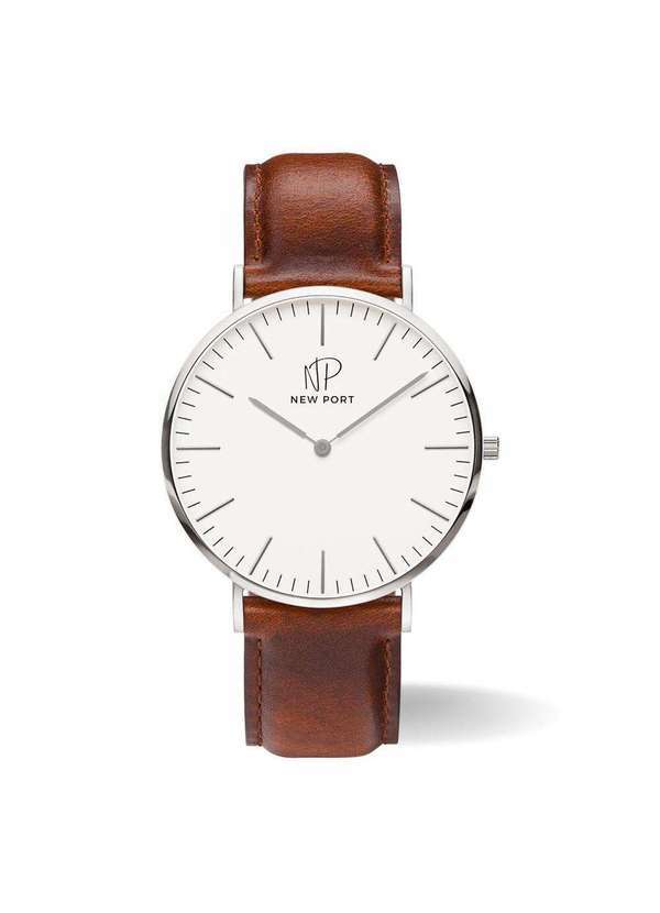 New Port - Relógio Masculino Analógico Casual Pulseira de Couro New Port Unica