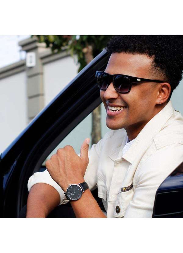 New Port - Relógio Masculino Casual Couro Elegante Analógico 40mm Unica 2