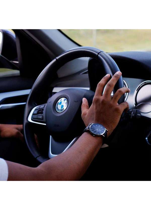 New Port - Relógio Masculino Casual Couro Elegante Analógico 40mm Unica 6