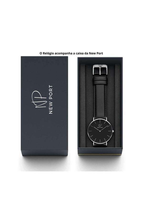 New Port - Relógio Masculino Casual Couro Elegante Analógico 40mm Unica 8