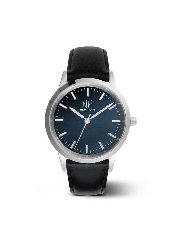 New Port - Relógio Masculino Couro Preto Analógico Casual New Port Unica